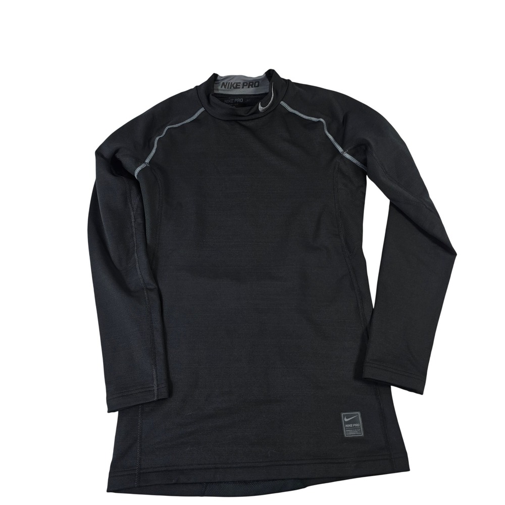Nike Pro Dri-FIT Mens Compression Mock Neck Long Sleeve Shirt Black 659802-010 M
